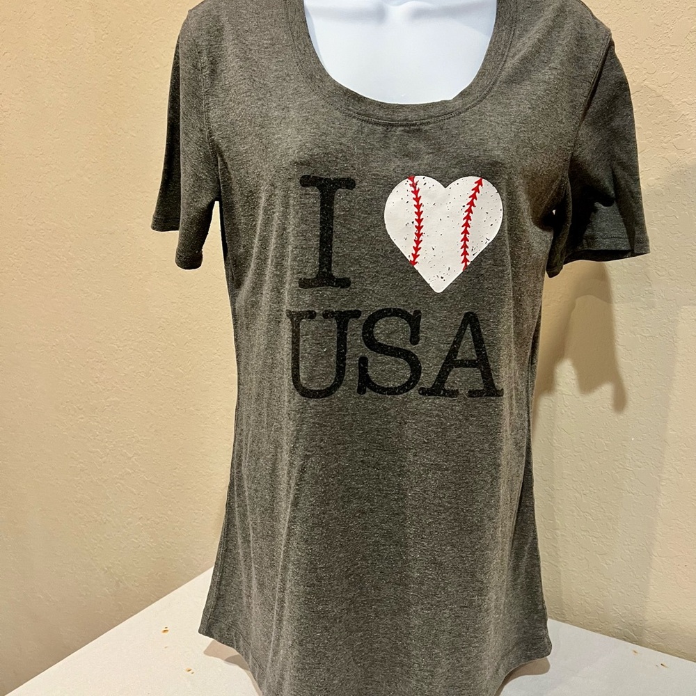 Ladies Gray Graphic Women's Top by Baseballism